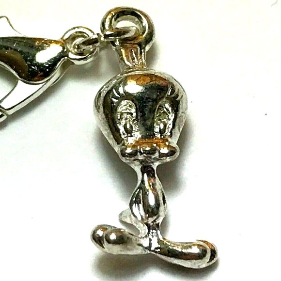 Vintage Silver Tweety Bird Charm Warner Bros. Clip On Zipper Pull Pendant Purse - Picture 1 of 16